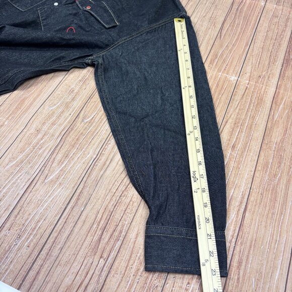 Levis Black Denim Western Shirt Oversized Fit Embroidered Heart Detail Size M - Picture 10 of 15